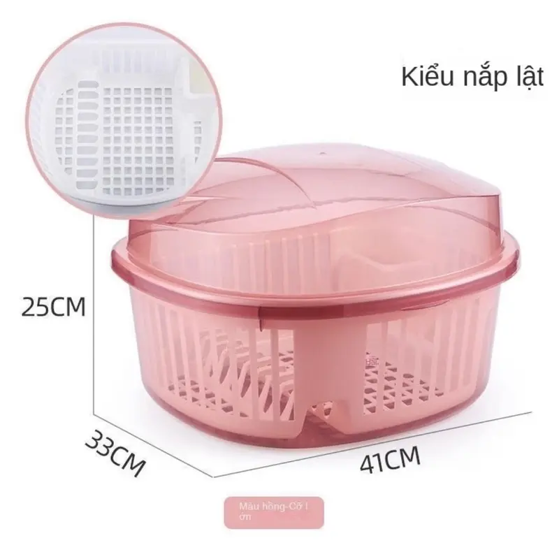 ￼Giá Nhựa Úp Chén Đĩa Ráo Nước Có Nắp Đậy Tiện Dụng Cho Nhà Bếp ( Giao màu ngẫu nhiên) 5