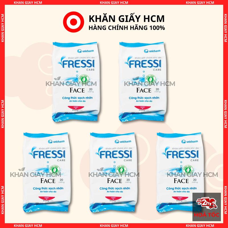 Combo 10 Gói - Khăn Ướt Fressi Care FACE 20 Tờ, Khăn Giấy Ướt Mini Cao Cấp - Hàng Chính Hãng khăn  ướt lau mặt da dầu hằng du mục