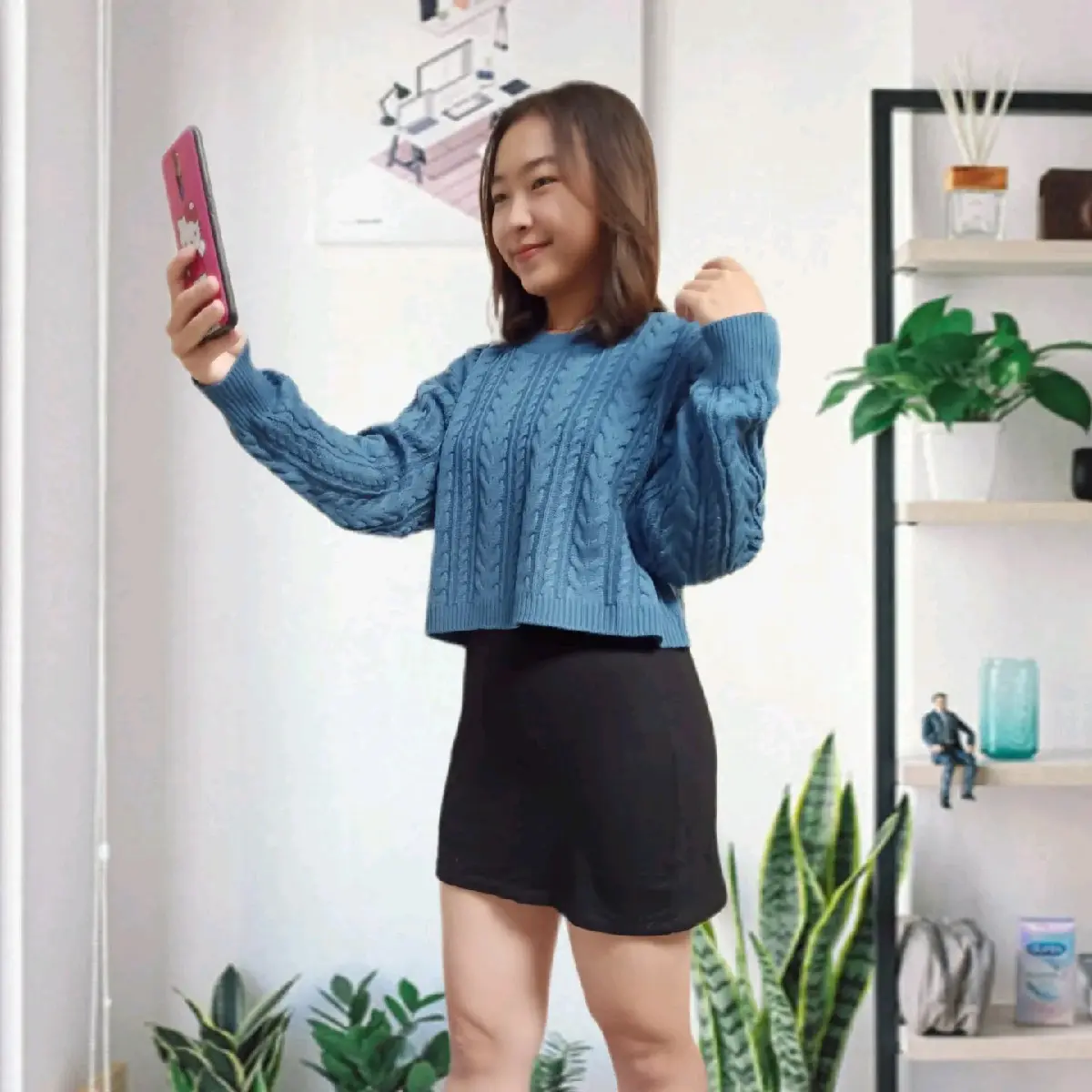 Raisa sweater crop rajut premium  Crew Neck