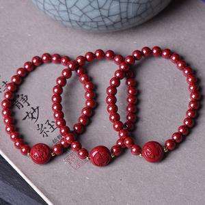 Gelang Tangan Zodiak Cinnabar, Gelang Manik Cinnabar, Sesuai untuk Tahun Zodiak, Tahun Harimau Kilang, dengan Cinnabar Bangles Bracelets Jewelry