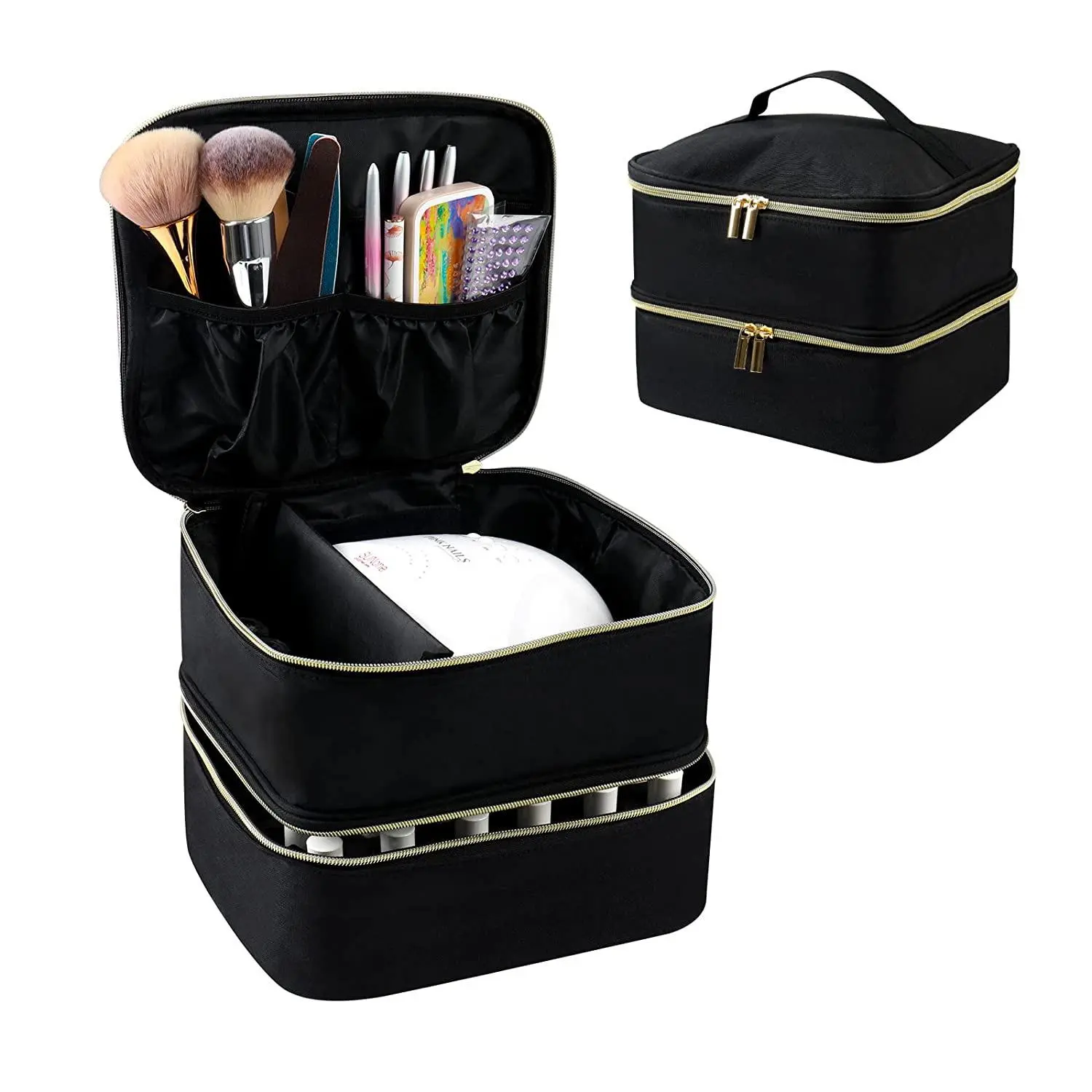 Double Layer Nail Polish Storage Bag, Portable Nail Art Tool Storage Box without Nail Polish, Cosmetic Organizer, Makeup Organizer, Home Organizer