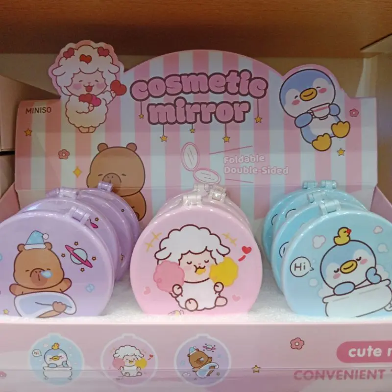 MINISO Double Sided Folding Mirror (Cute Animals) Cermin Kaca Hias 0