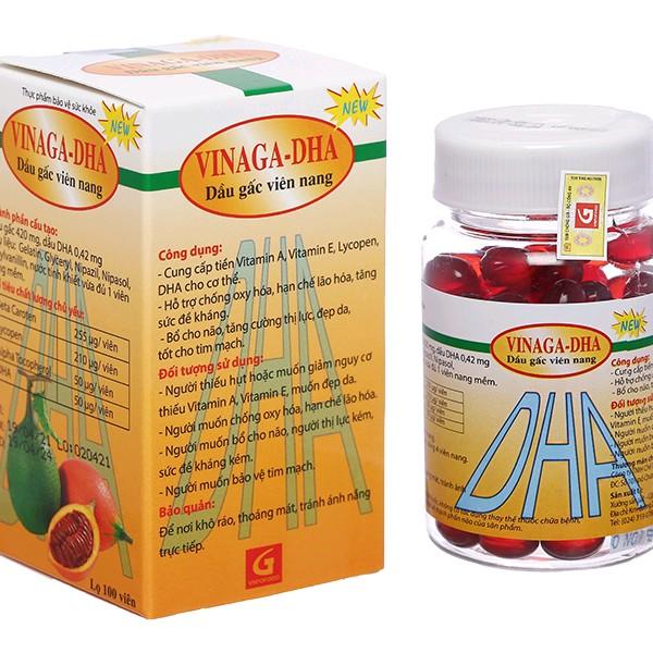 Viên uống Dầu gấc viên nang VINAGA_ DHA lọ 100 viên Người lớn 0
