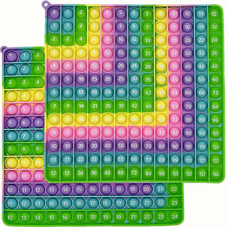 Multiplication Addition Push Its Pop Bubble Sensory Fidget Toy, 1 Count Right Angle Rainbow Educational Teaching Toy, Times Table Math Learning Toy 0