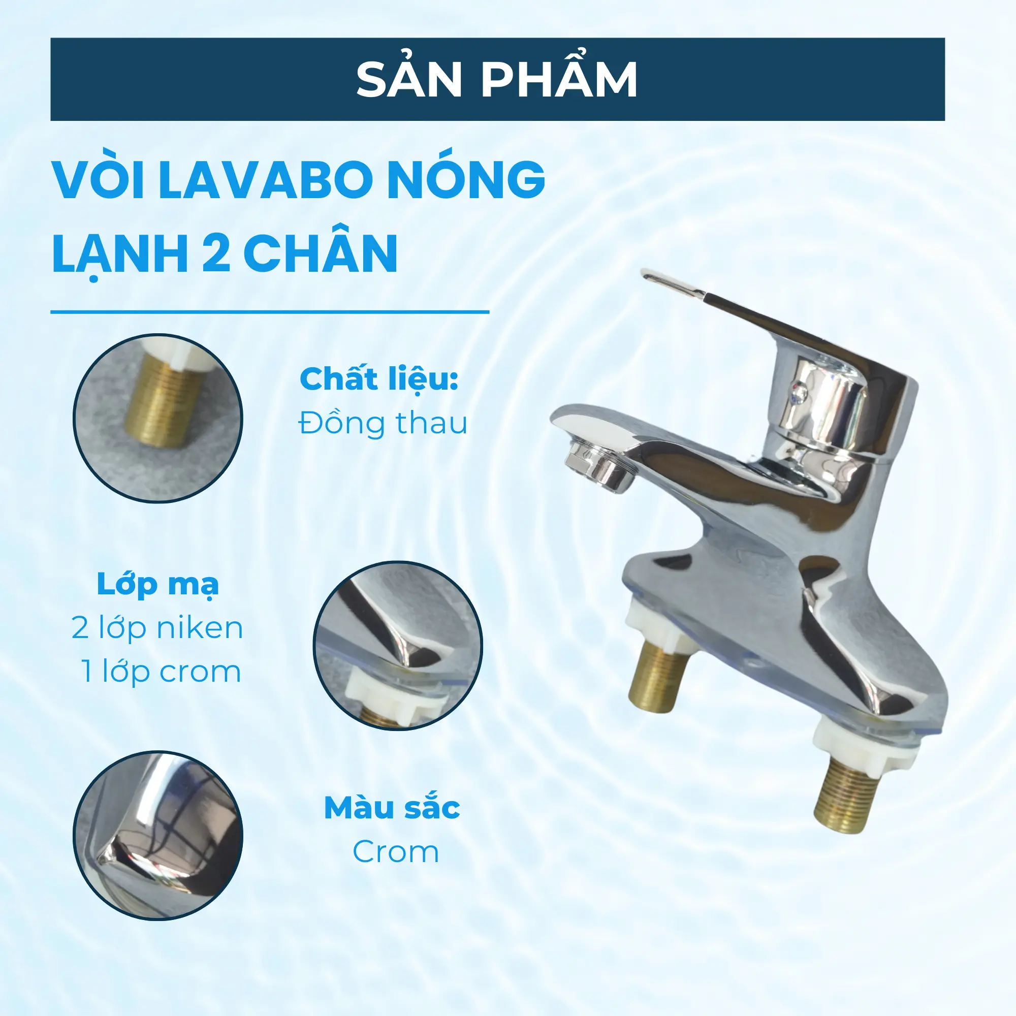 Vòi Lavabo nóng lạnh 2 chân chất liệu đòng thau 2 chế độ nước của nhà TP Home - MS 0397