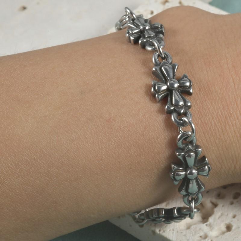  Lắc tay unisex Chrome Heart cross mạ 925 fullbox. vòng tay nữ 