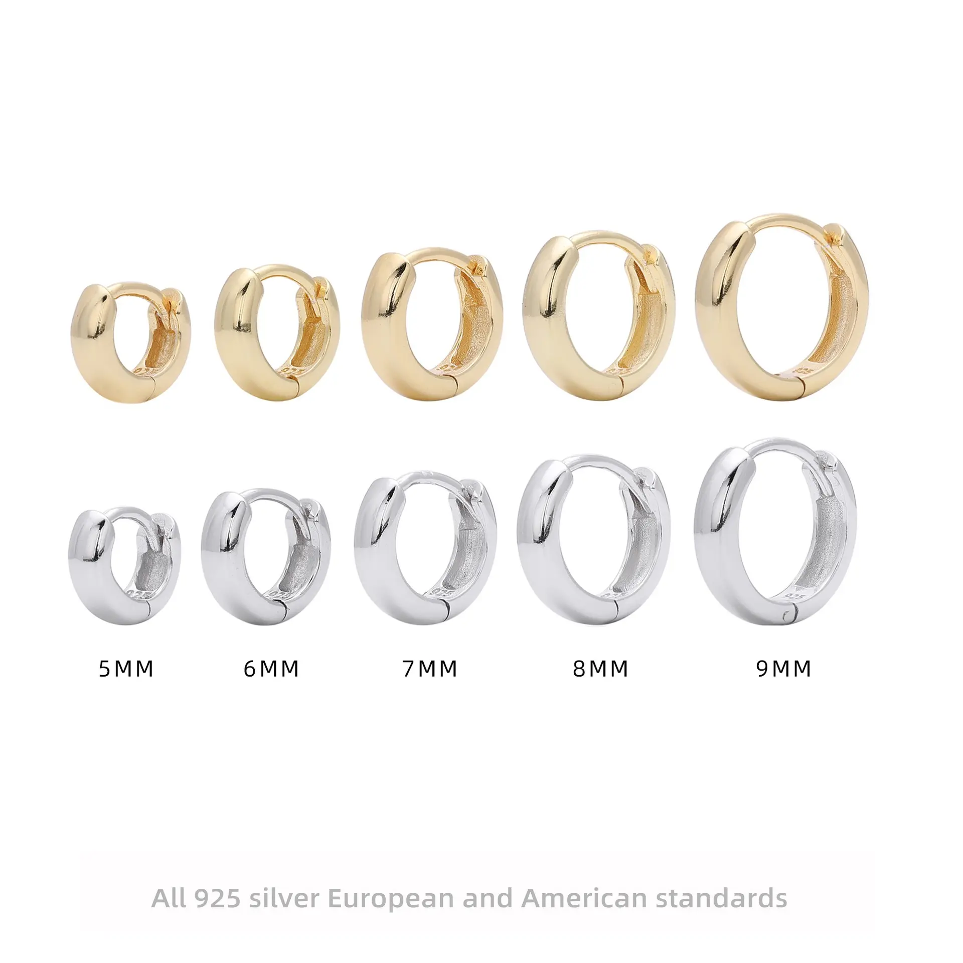 Hot Selling S925 Sterling Silver Earrings Ins European Style French Simple Hoop Earrings Light Luxury Popular Simple Fashion Jewelry