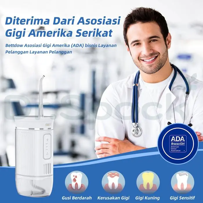Dr.Spcok water flosser Smart Elektrik Oral IrrigatorPort pengisian daya Tipe-C 160Ml mulut bersih 4 tingkat dapat disesuaikan WF01 Gusi Bersihkan - Merah Muda terlaris