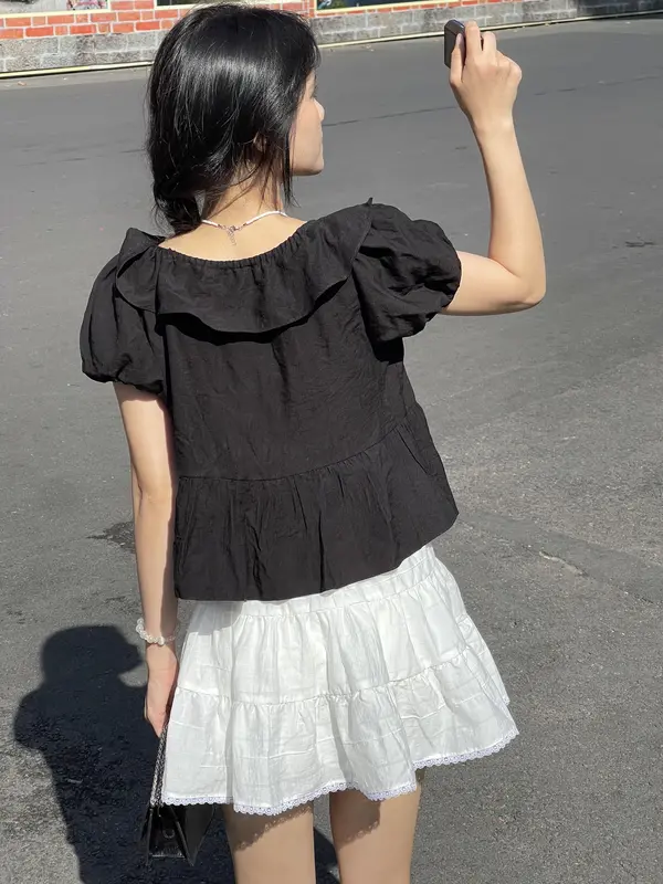 [MẪU MỚI] Áo Kiểu Nữ Babydoll OLARI Cổ Bèo Rút Dây - OL510 Nữ Top Nhung 7