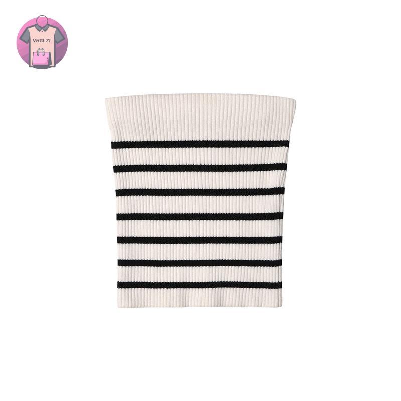 Product Introduction of Women's Sleeveless Casual Vest, Horizontal Stripes Pattern Knitted Tank Tops, Ladies Slim-Fit Strapless Camisole 21