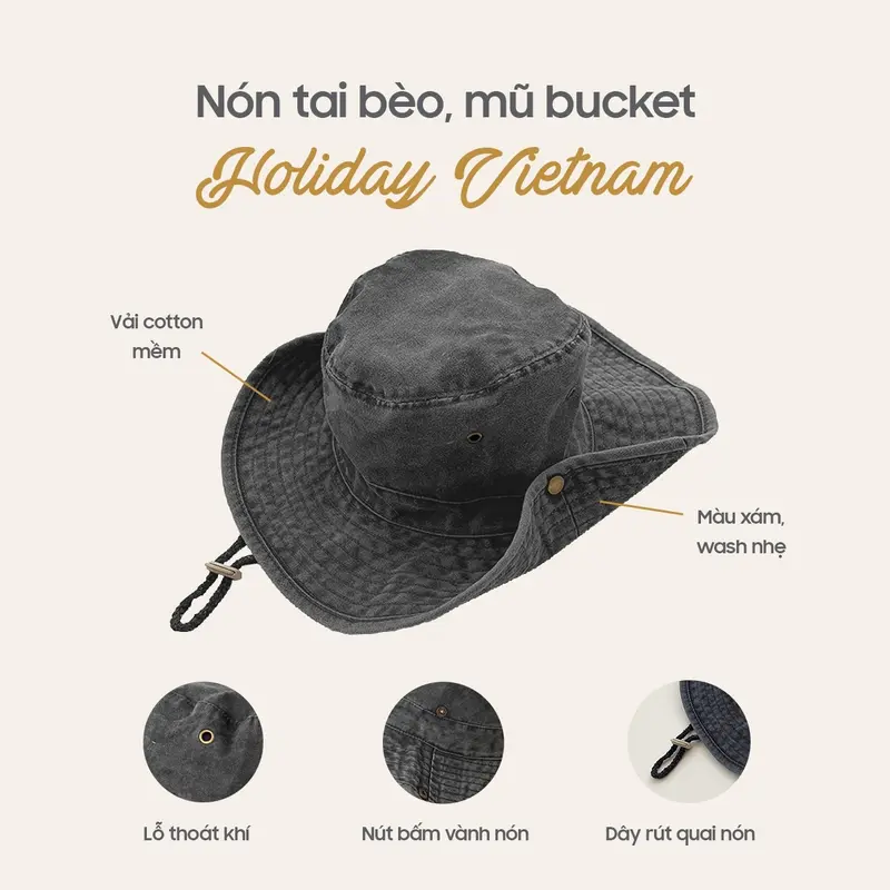 NÓN TAI BÈO (MŨ BUCKET) CAMPING PICNIC 2