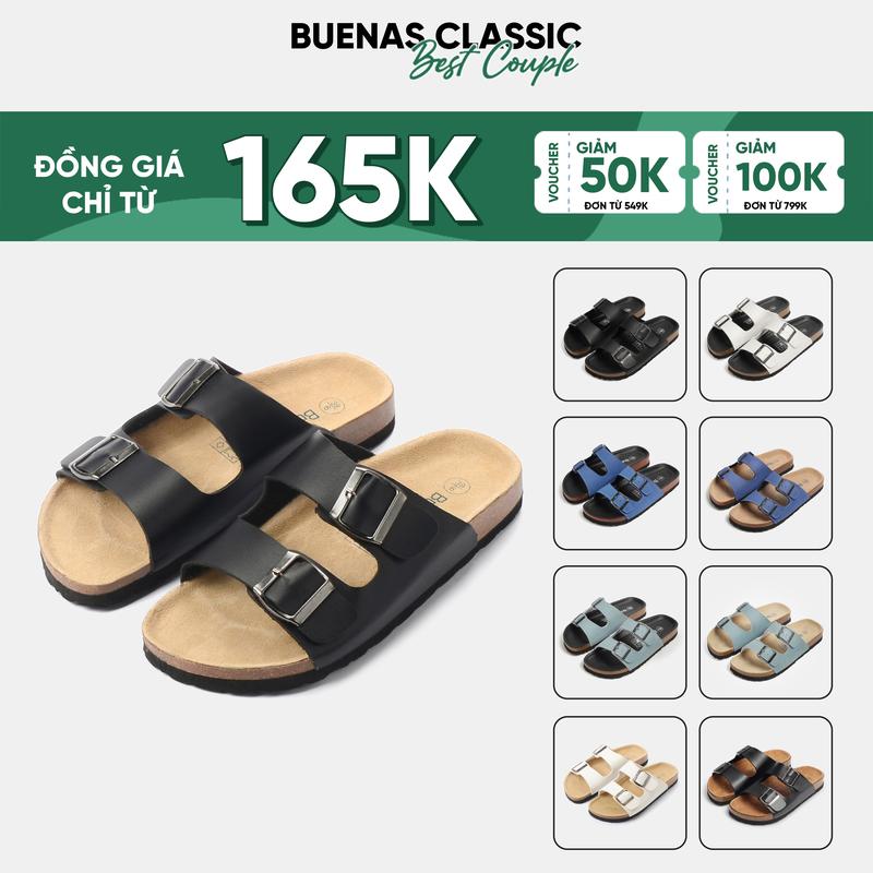 Dép đế trấu nam nữ BU01 unisex birken quai ngang Buenas - BU01