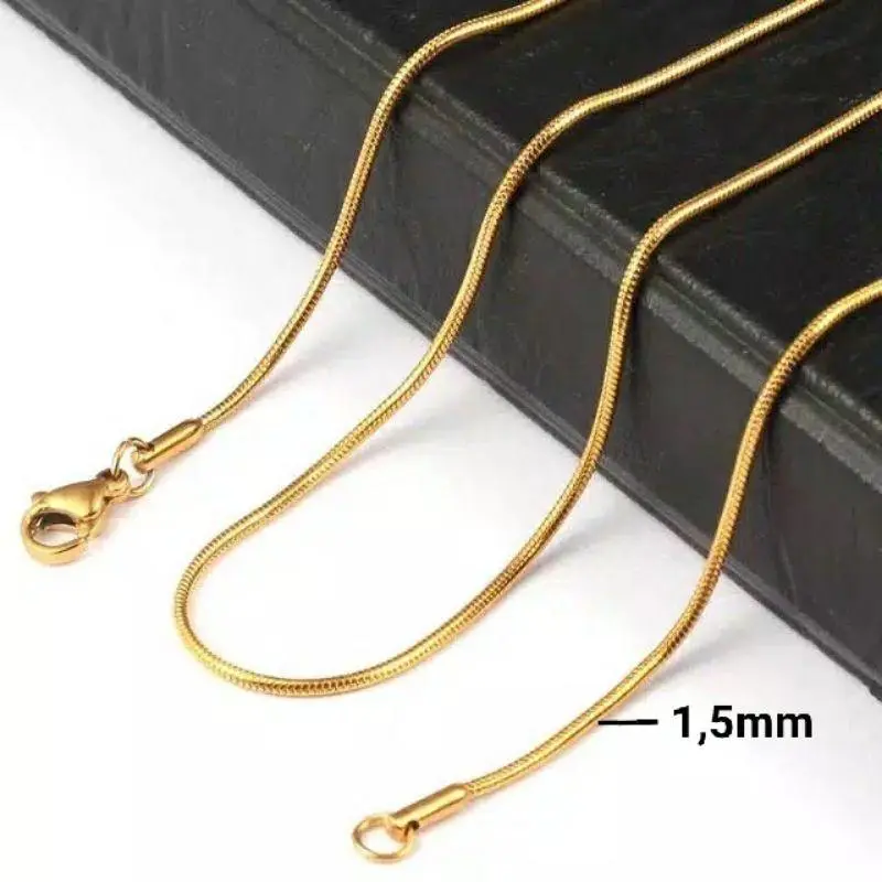 Kalung Titanium Model Bulat Berkualitas Import Fashion Pria Wanita Gold Emas