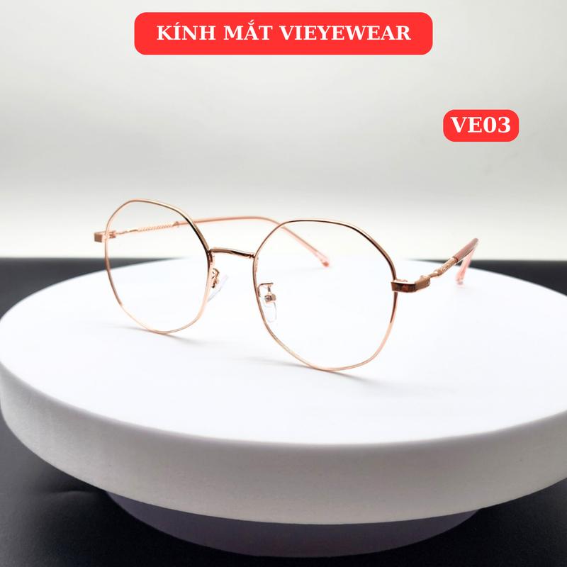 Gọng kính cận VE03 VIEYEWEAR thời trang kiểu dáng lục giác nhiều màu chất liệu kim loại 4