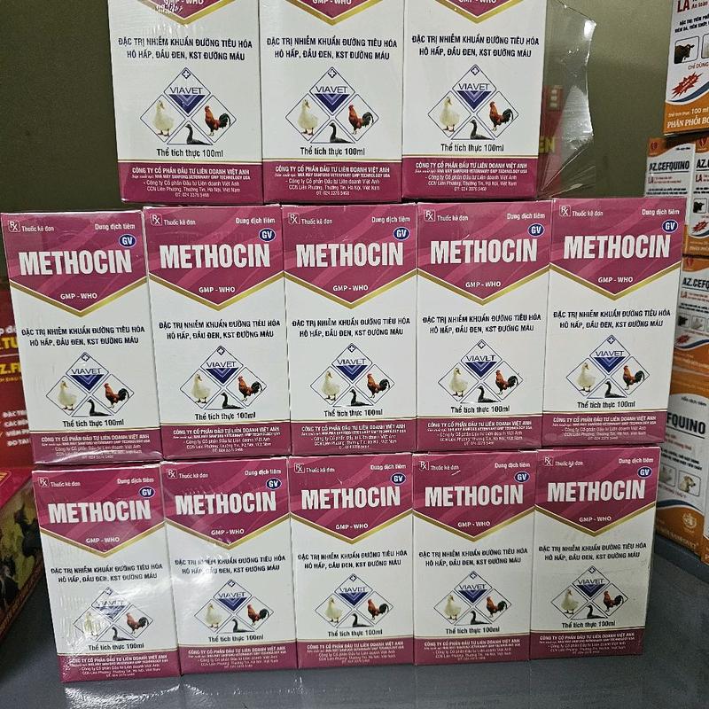 METHOCIN đặc trị KST máu , nhiễm khuẩn đường tiêu hóa , đầu đen , viêm ruộtt gia cầm 100ml 1