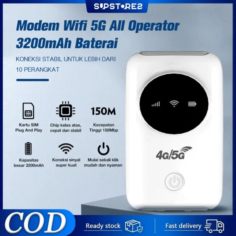(COD) H808+ Modem Wifi 4G All Operator Sim Card wifi Portable 5G All Operator 150Mbps 4G/5G Support ALL TELCO Router Portable Sim Card 3200mAh Battery Dapat digunakan selama 48 jam 0