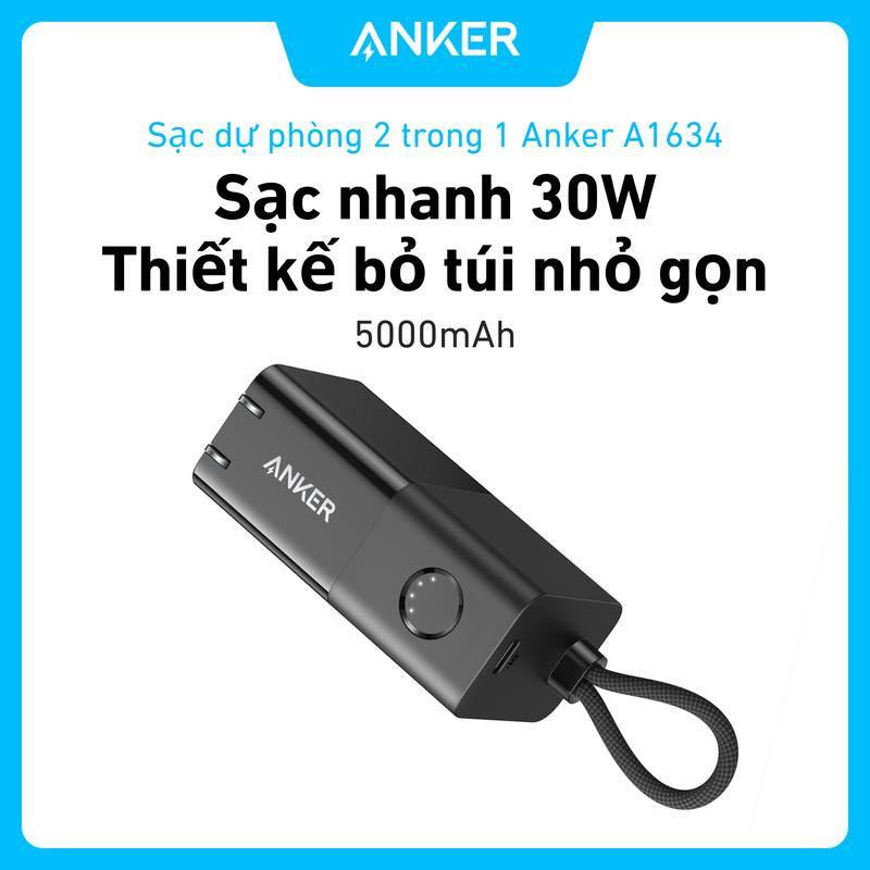Anker A1634 30W Sạc dự phòng 2 trong 1 và Bộ sạc tường USB kép Pin 5000mAh Sạc nhanh