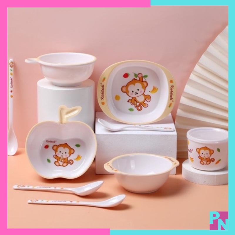 Chén ăn dặm cho bé, bát ăn dặm Kichilachi cho trẻ em, cốc uống nước có nắp đậy Kichi