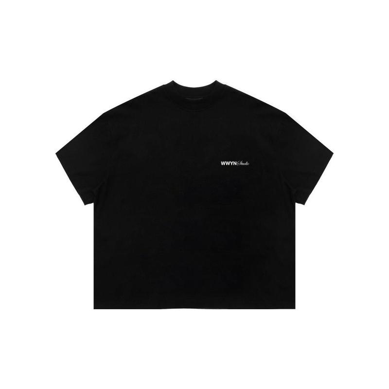 Áo thun WWYNSTU BOXY TEE basic logo tee black / white cotton 250GSM 4