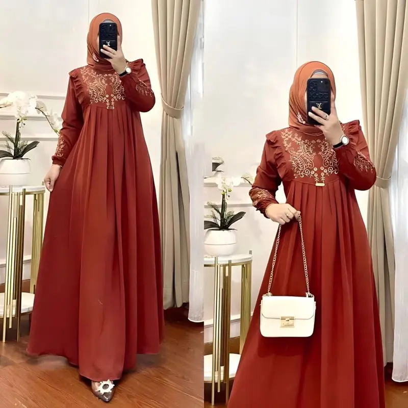 LUNARA DRESS LD 110 & XXL LD 130 BORDIR MAXY CRINGKEL AIRFLOW / GAMIS BORDIR