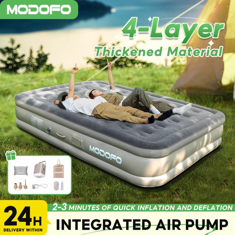 MODOFO Đệm Hơi Tự Bơm, Giường hơi đơn/đôi, Giường bơm hơi, kèm gối và bơm điện, độ dày 40cm, dùng ở nhà hoặc đi cắm trại