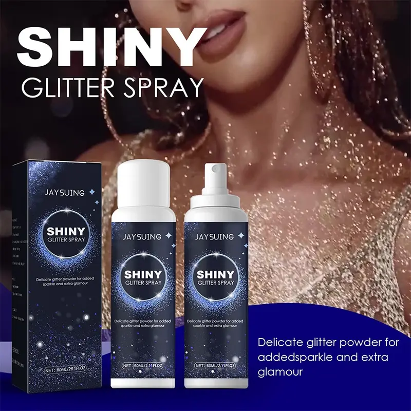 【Tersedia】Glitter Spray Highlighter Powder Shimmer Sparkle Powder Makeup for Face Body Hair Dress Prom Party 60ml 6