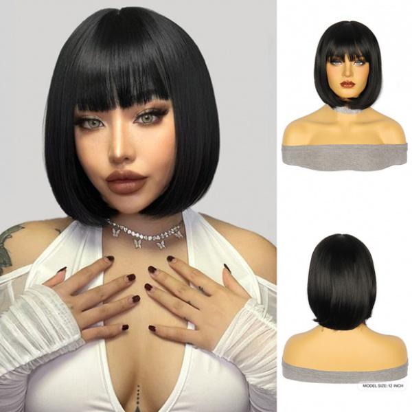 Product Introduction of Cross-Border Fashion Wig Women's Hair Band Short African Small Curly Hair Chemical Fiber Hair Cover High-Temperature Fiber Xuchang Wig 20