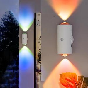 USB Rechargeable LED Night Light with Move Sensor, RGB Gradient Ambient Light, Dimmable Indoor Light, Magnetic Step Lamp for Entryway, Bedside, Desk, Closet