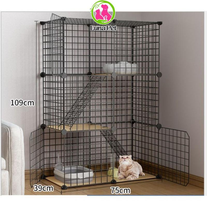 Chuồng mèo 3 tầng 2 tầng giá rẻ đẹp,lắp ghép đa năng đơn giản với lưới sắt sơn tĩnh điện