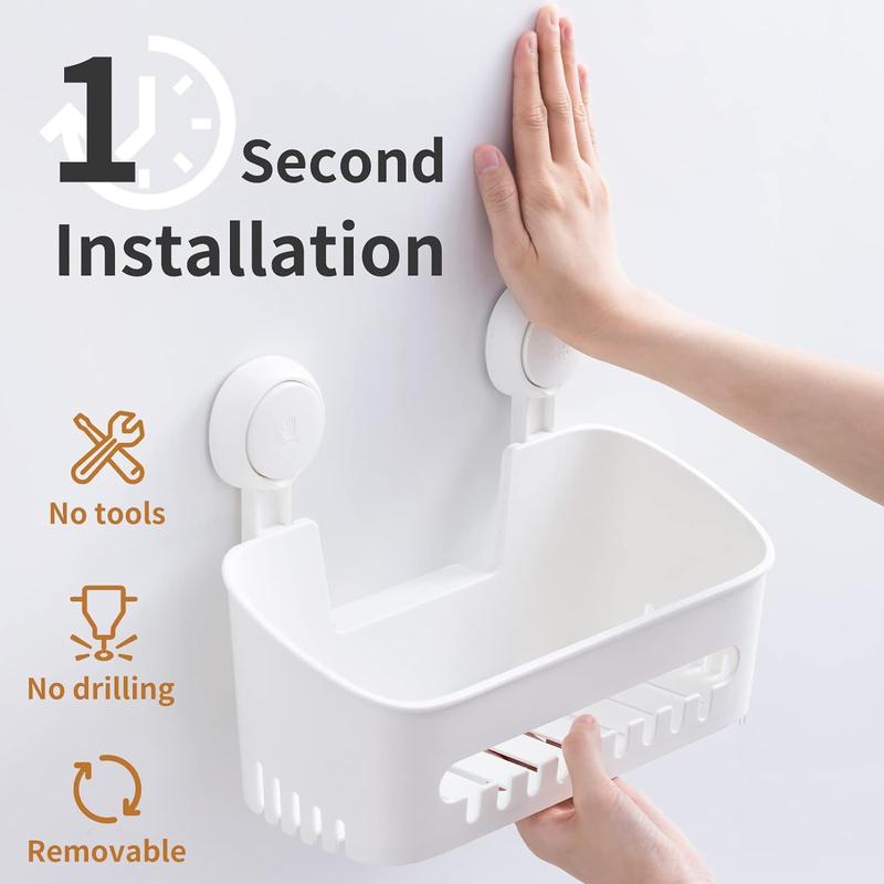 Shower Caddy Suction Cup Shower Shelf Suction Shower Basket Removable Powerful Shower Organizer Max Hold 22lbs Suction Bathroom Caddy Waterproof Shower Storage 1