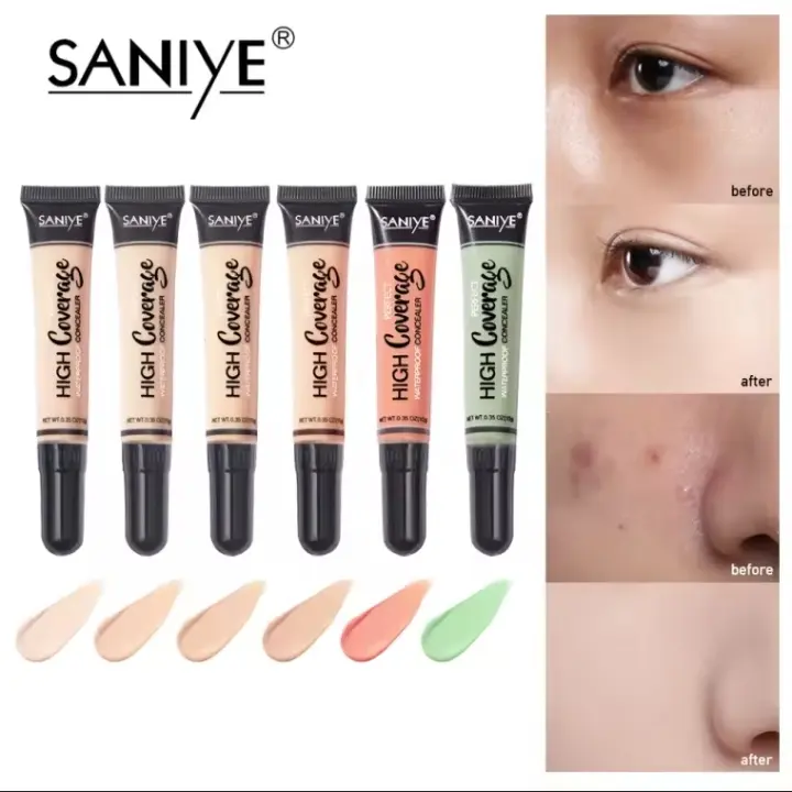 SANIYE Concealer Waterproof Wajah Full Coverage Color Corrector Merah Concealer Foundation Hitam Mencerahkan