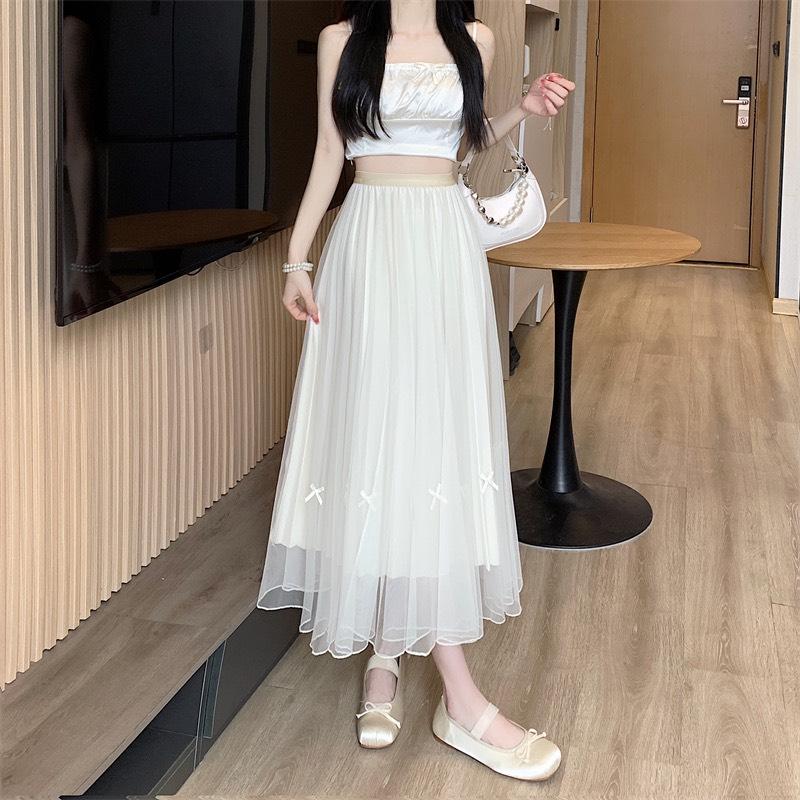 [Hàng Đẹp] Chân váy lụa tơ 2 lớp nhẹ nhàng, chân váy dài 80cm lụa tơ phong cách ngọt ngào, chân váy tiểu thư dáng dài Nữ Women
