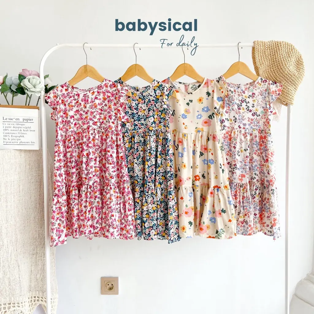 BABYSICAL 1-6 Tahun Serena Dress In Daisy Flower - Dress Baju Anak Perempuan Cantik Dress Balita Anak Serena Dress Vol 1 Katun Bayi
