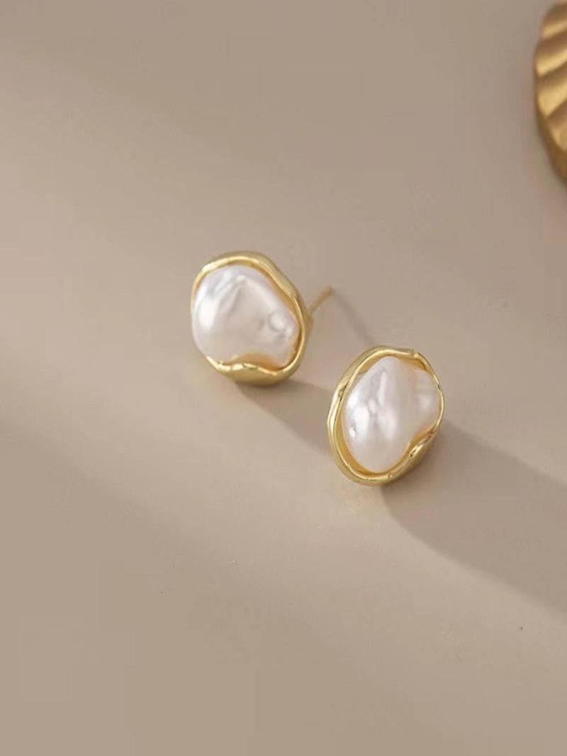 Product Introduction of Faux Pearl Decor Stud Earrings, Fashionable Jewelry for Women, Trendy All-match & Exquisite Jewelry for Birthday Gift 2
