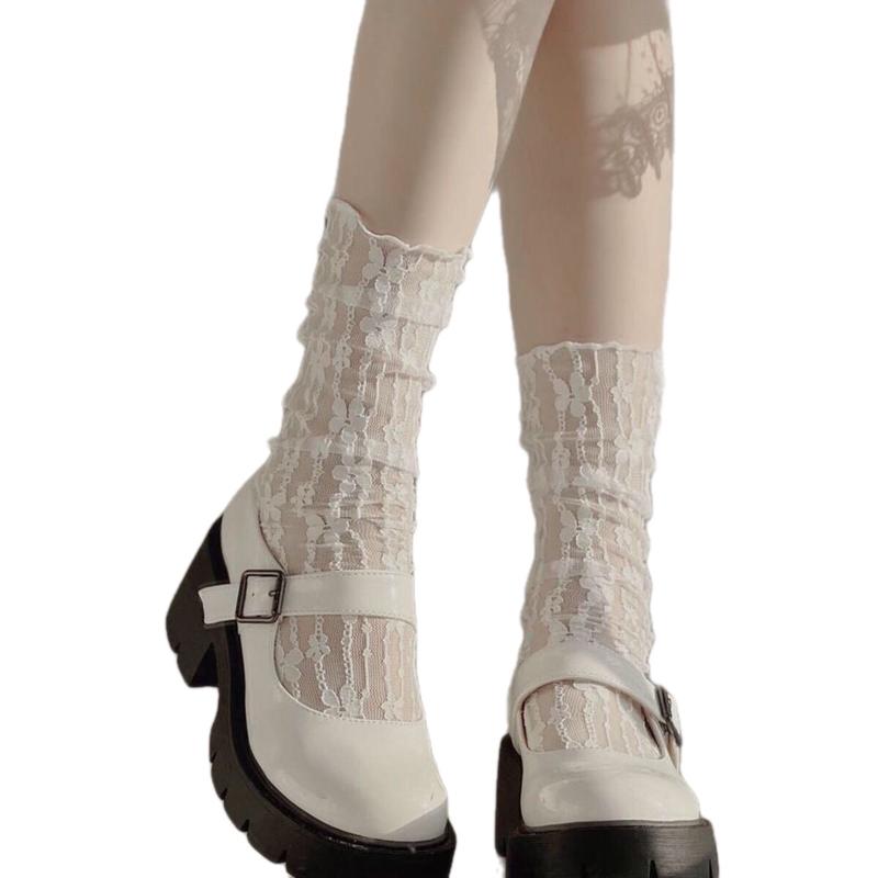 Tất Ren Cho Nữ Lưới Hình Hoa Mỏng Jean Voan Voi Lịch tất  pose tất  trắng