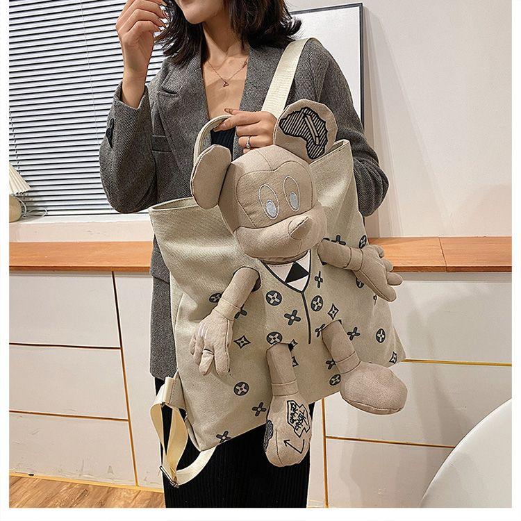 Product Introduction of Ba Lô Vải Bố Búp Bê Mickey, Thời Trang, Phong Cách Phương Tây Thường Ngày Sức Chứa Lớn, Thích Hợp Đi Du Lịch, Túi Đi Học Học Sinh, Hàng Mới Về Năm 2024 Nam Bag Backpack Đeo Vai 24