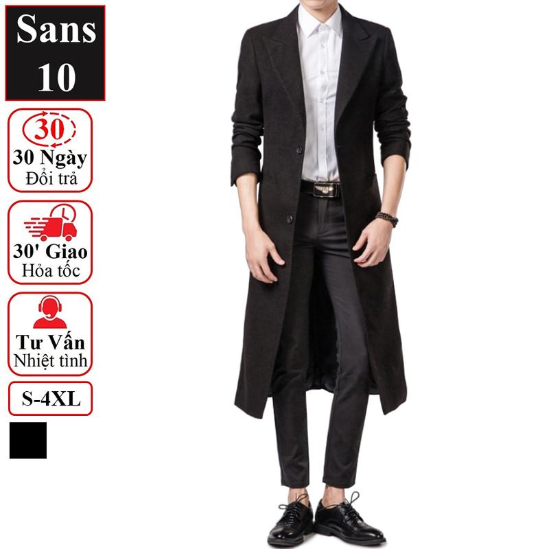 Áo măng tô nam dáng dài hàn quốc Sans10 blazer khoác dạ mangto choàng trench coat bigsize cỡ lớn 100kg XXL 2XL 3XL 4XL