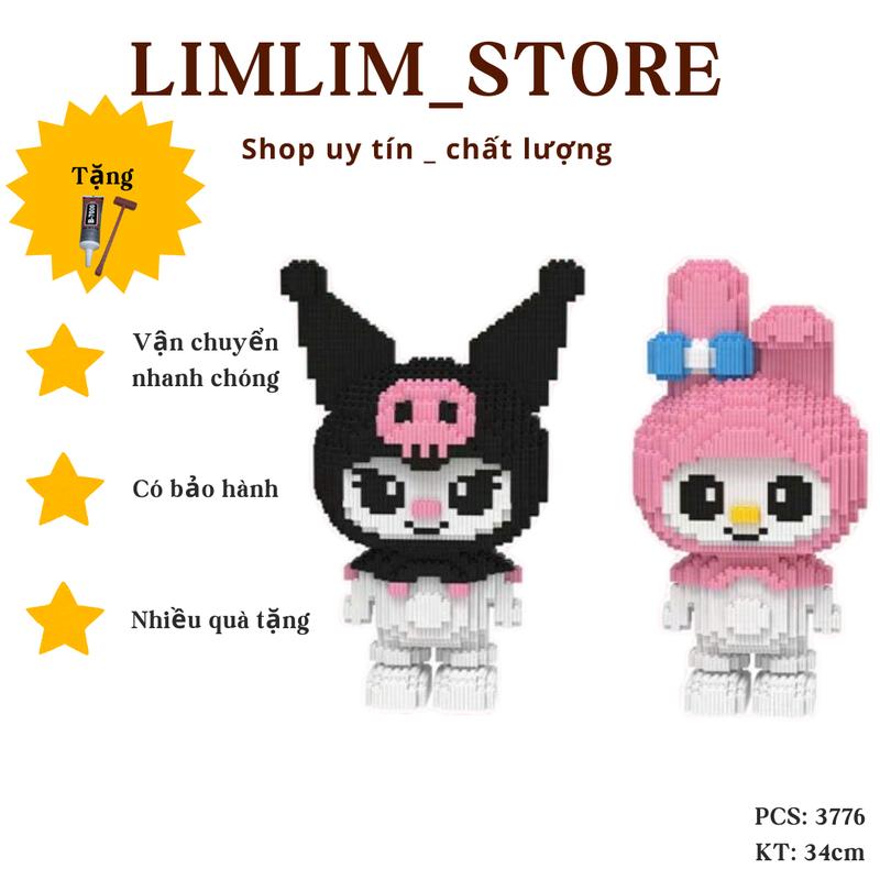  Trò chơi lắp ghép cặp đôi Kuromi và melody N82058 34cm   Kèm búa +keo  Đồ Chơi Toy Bộ Lắp Ráp 