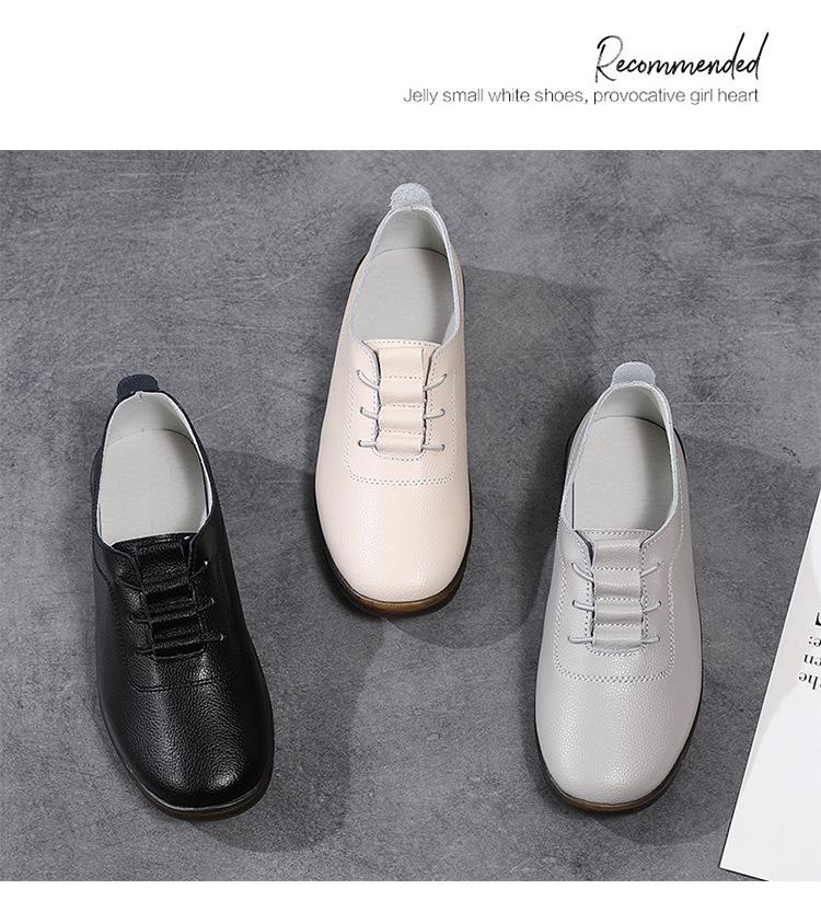 Product Introduction of Spring New Large Size Women's Genuine Leather Shoes Casual Flat Shoes Women's Middle-Aged and Elderly Soft Bottom Mom Shoes Small Leather Shoes Wholesale 20