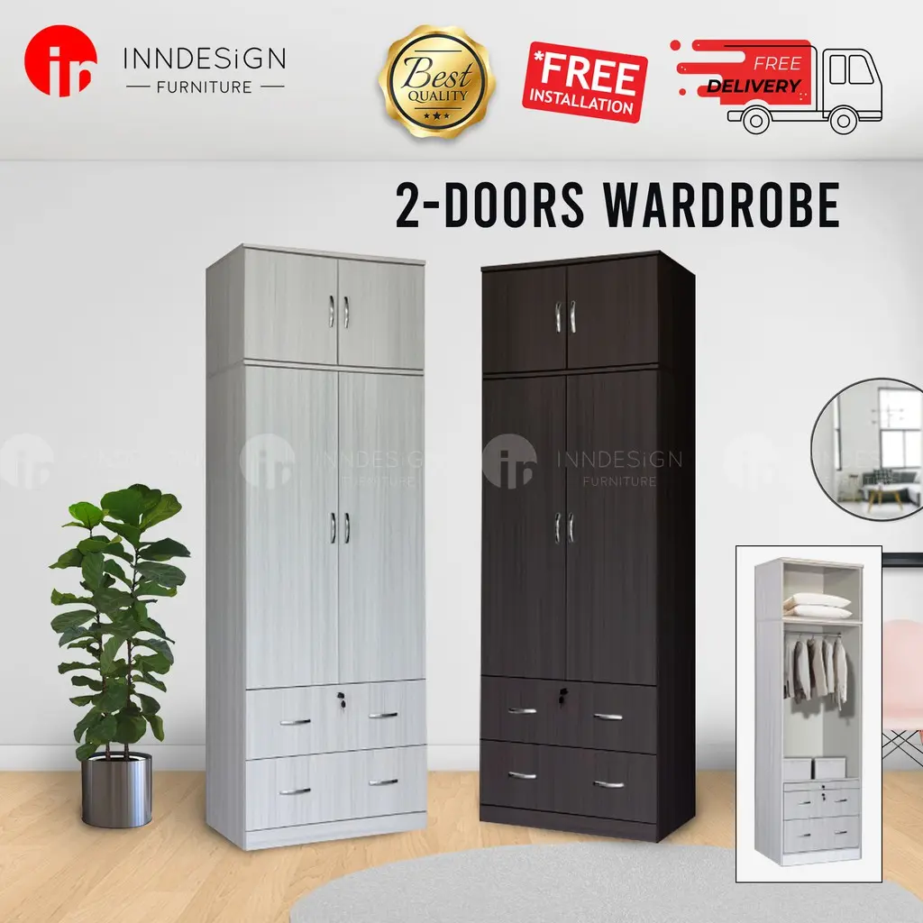 INNDESIGN Micky 4 Doors Wardrobe With 2 Drawer/Open Wardrobe