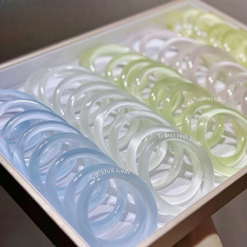 Vòng tay đá mắt mèo BẠC VIỆT ANH hiệu ứng lấp lánh nhiều màu tone pastel