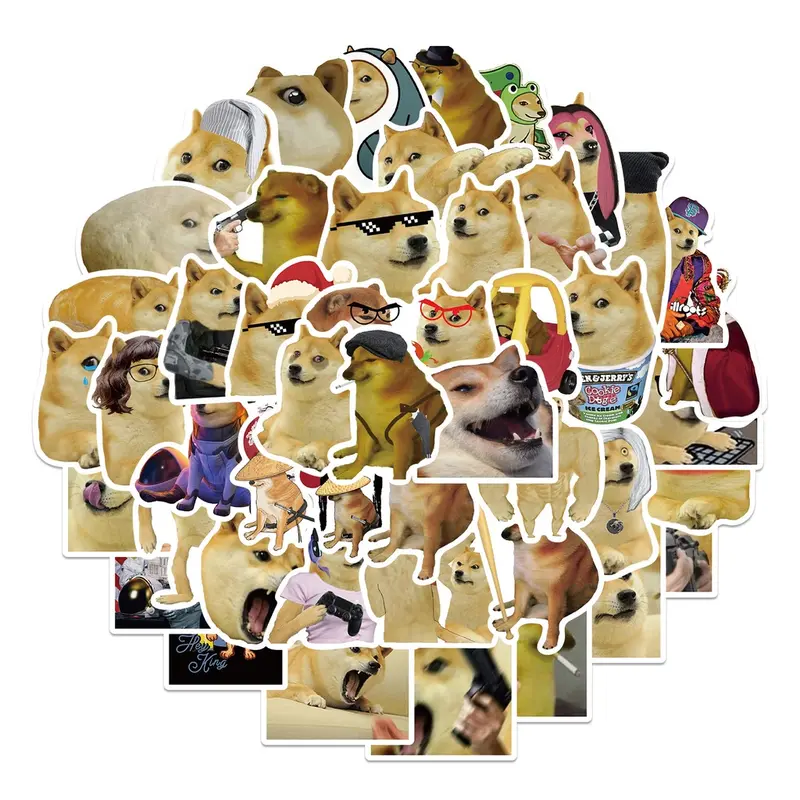 Set 50 sticker hình dán meme Doge hài hước chống thấm nước 1