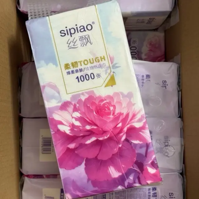 Loại 1 (Tặng 4 móc treo) ￼[Thùng 10 Bịch] Giấy Ăn Rút Treo Tường SIPIAO Hoa Mẫu Đơn Tím, Khăn Giấy Ăn 4 Lớp, Đa Năng Và Tiết Kiệm, Bịch/1000 Tờ 3