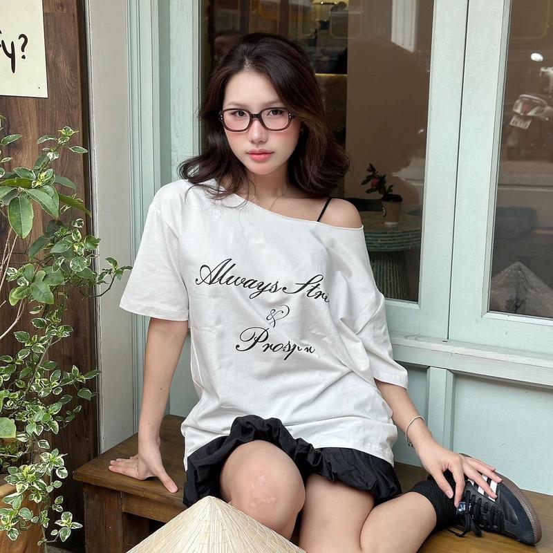 Áo Thun Nữ Trễ Vai - Kraken Drk cotton co giãn 4 chiều Women Top T-shirts Voi 8