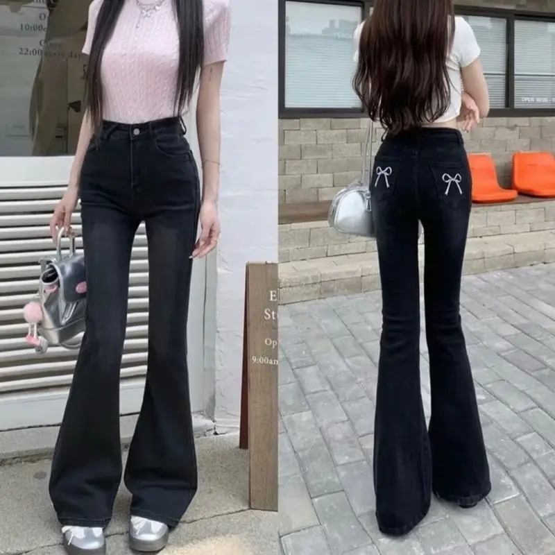 QUẦN JEANS ỐNG LOE TÚI THÊU NƠ HACK DÁNG HOTTREND 5
