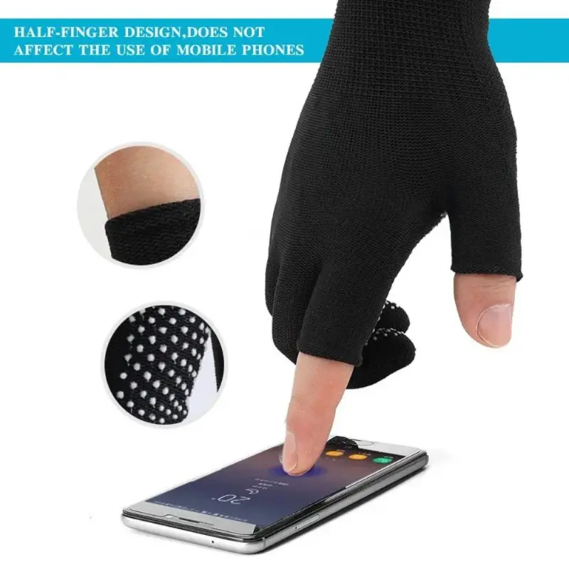 Găng Tay Nylon Chống Trượt, 1 / 2 Đôi, Để Làm Việc An Toàn Và Đạp Xe, Găng Tay Hở Ngón Thoáng Khí, Găng Tay, Dành Cho Nam Giới, Găng Tay Hở Ngón 2