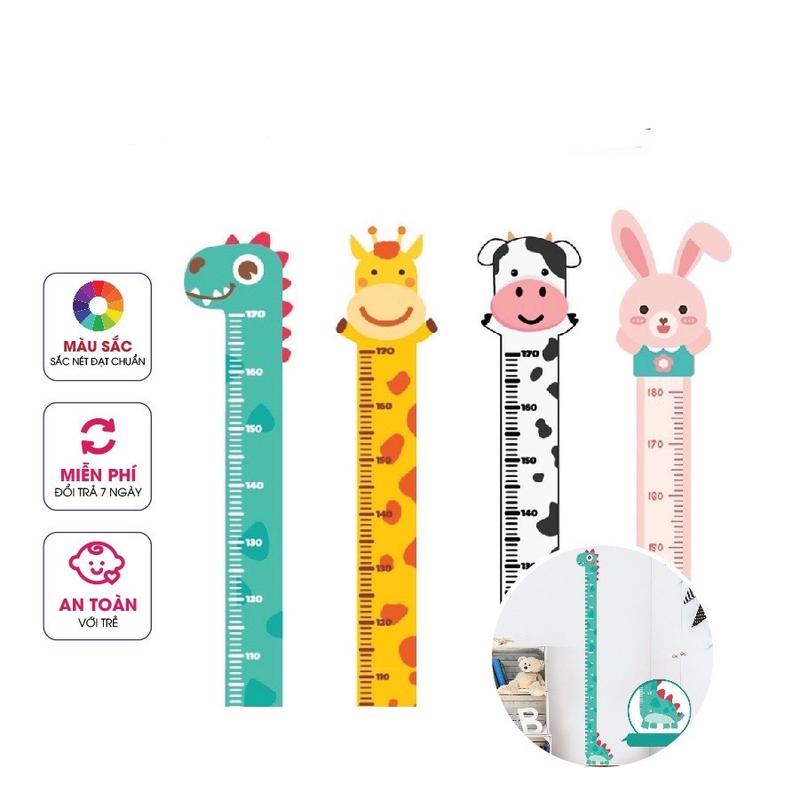 Thước Đo Chiều Cao Dán Tường Cho bé hình các con vật cực dễ thương