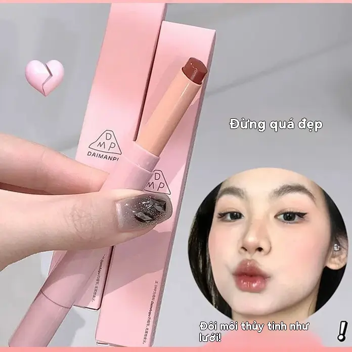 Mốc Môi Thủy Tinh Nước, Son Dưỡng Môi Cấp Ẩm 12H Và Son Bóng 2 Trong 1, Son Môi Giảm Nếp Nhăn