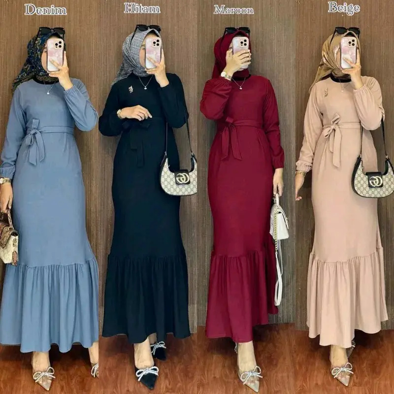 Gamis Duyung Mermaid Cringkle Airflow - Model Minimalis & Elegan - Dress, Crinkle, Turki, Nyaman, Wanita, Maxi, Formal, Mewah, Muslim, Panjang 0