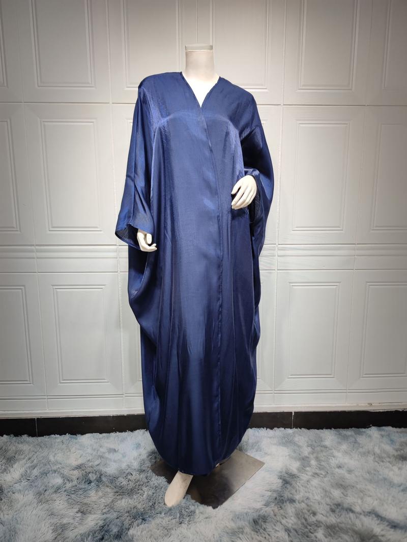 Product Introduction of 1pcs new solid color plus size ladies dress Muslim fashion bat sleeve robe 32